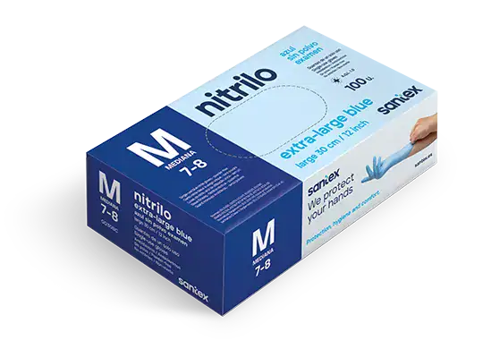 Luvas de Nitrilo, sem pó, azul, Extra-Longa 30cm Cx.100