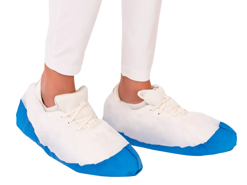 Cobre-sapatos de Polietileno/Polipropileno com sola reforçada e antiderrapante, bolsa 40 un