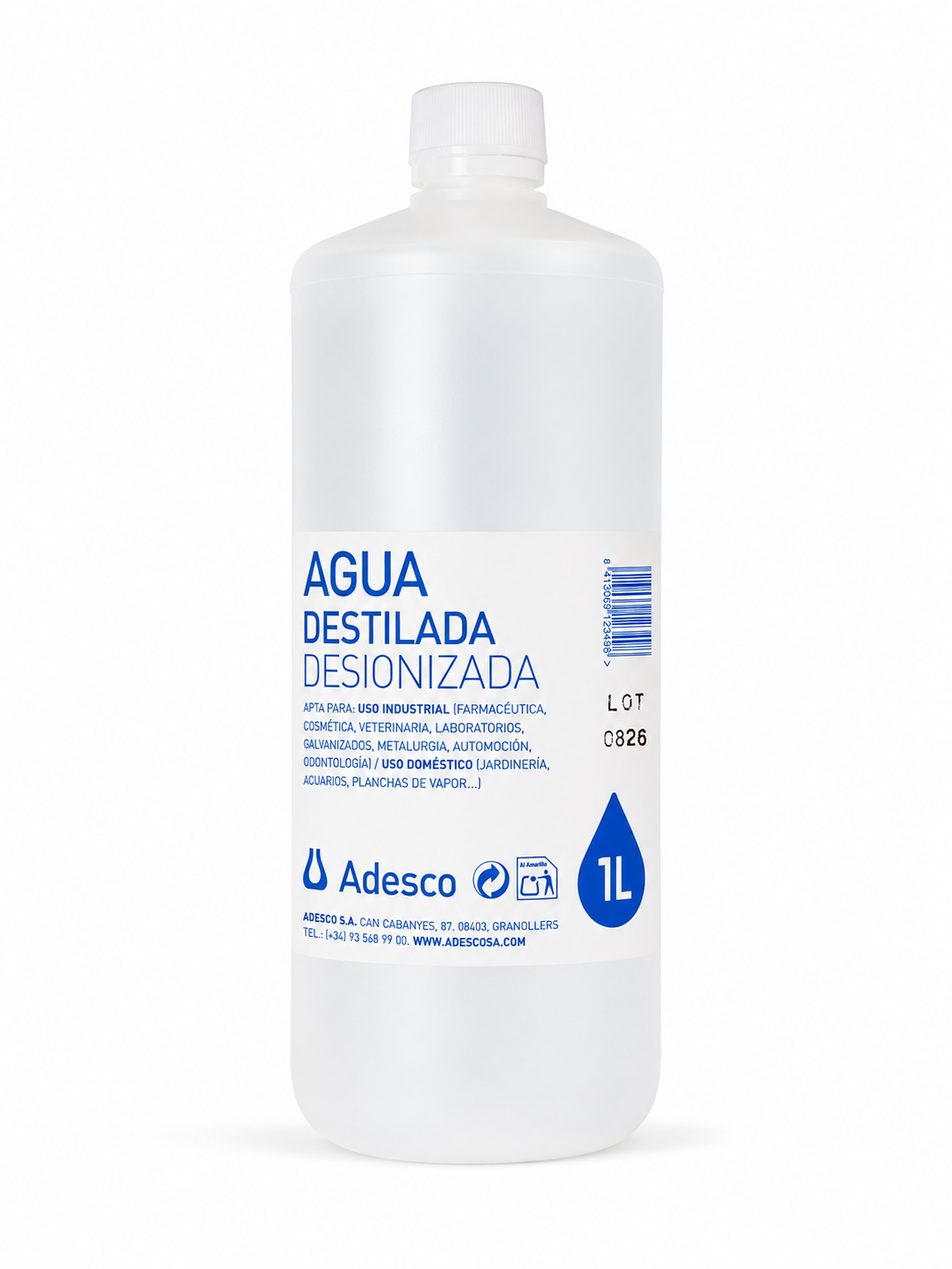 Agua desionizada (destilada) 1L